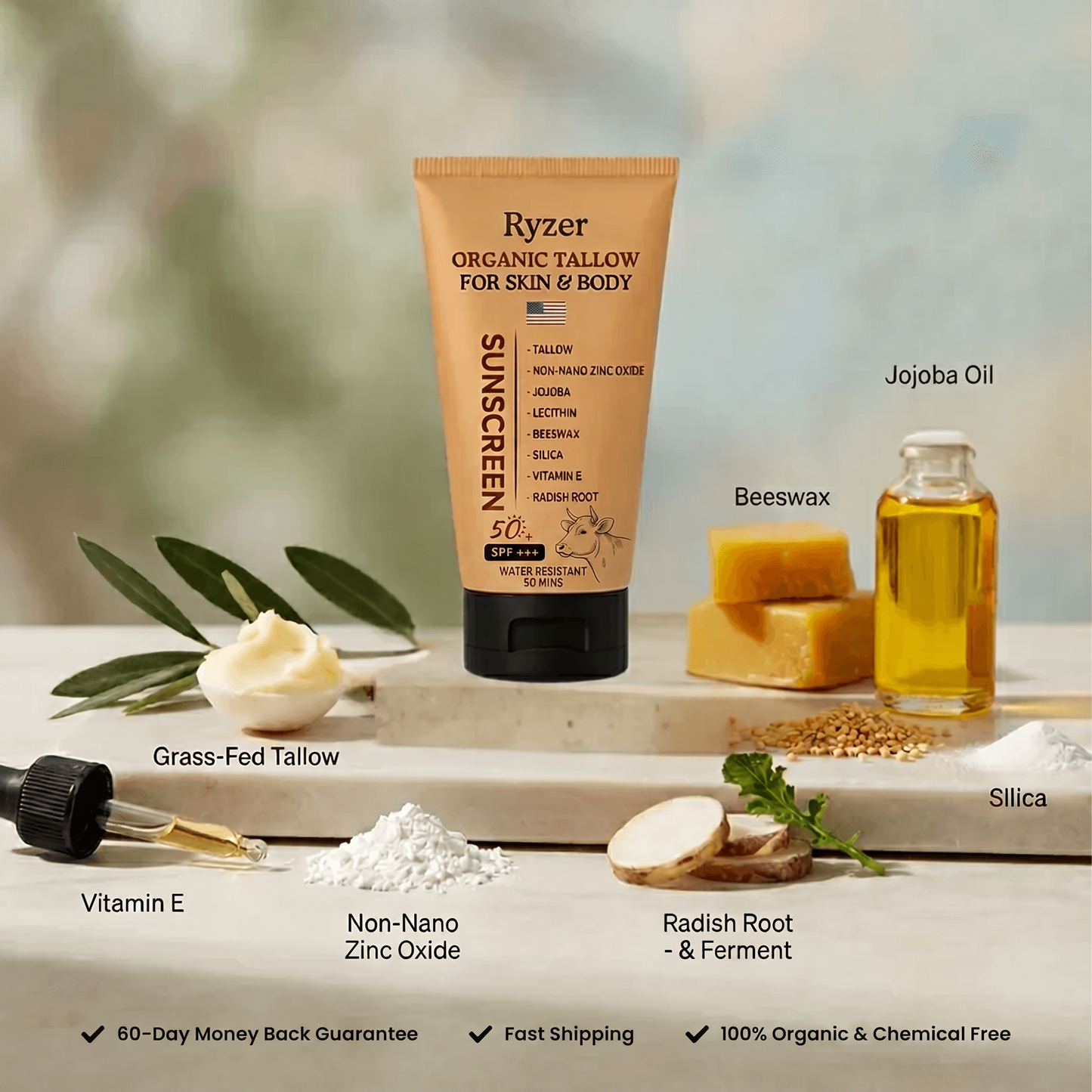 Ryzer Organic SPF 50++ Tallow Sunscreen