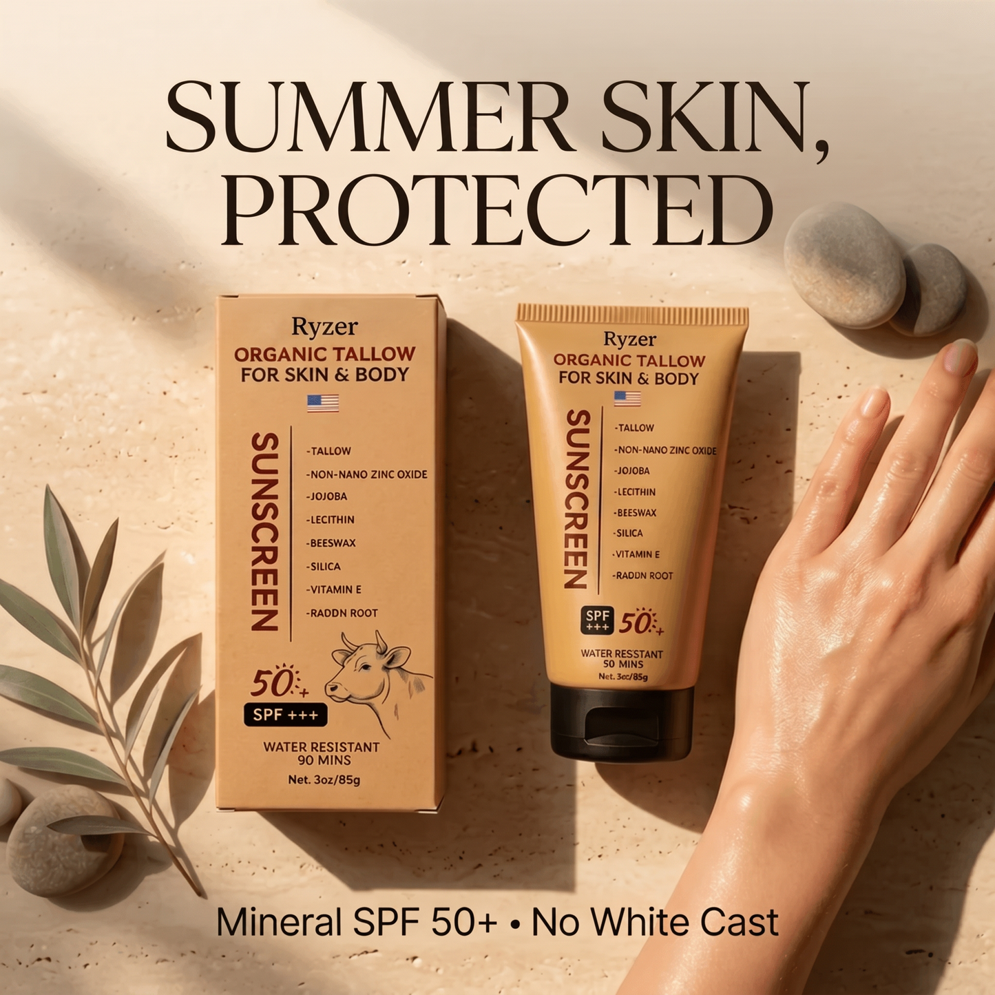 Ryzer Organic SPF 50++ Tallow Sunscreen