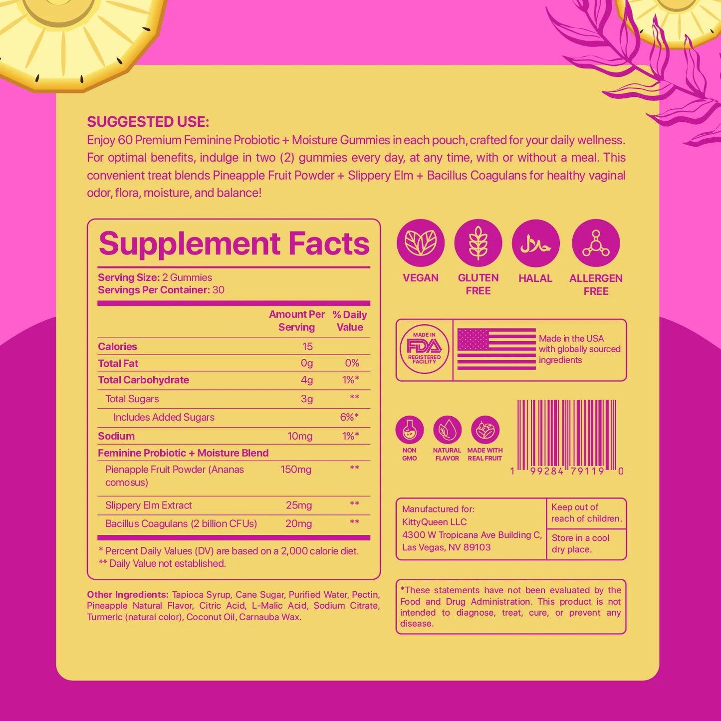 Ryzer™ Slippery Kitty All-In-One Vaginal Probiotic + Moisture Gummies